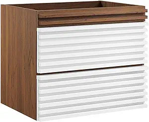 Modway Render 24" Wall-Mount Bathroom Vanity Cabinet in White Walnut - Sink Basin Not Included