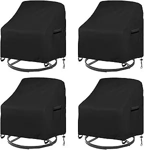 Outdoor Swivel Lounge Chair Cover 4 Pack,Waterproof Heavy Duty Outdoor Chair Covers, (39" W x 37" D x 38" H) Patio Furniture Cover for Swivel Patio Lounge Chair, Black