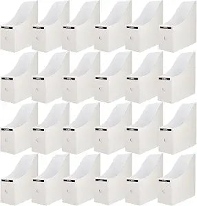 Limitliho 24 Pack White Cardboard Magazine Holder for Desk or Shelves