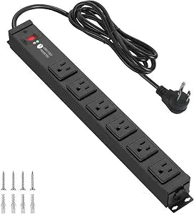 4000J Heavy Duty Surge Protector Power Strip, Wall Mount, 6 Outlets, 3ft