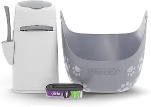 Litter Genie Litter Box and Style Pail Cat Litter Disposal Bundle with Starter Refill | Odor-Locking Scoop-to-Disposal Cat Litter Cleaning System