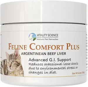 Vitality Science - Feline Comfort Plus, Extra Drying Digestive Aid, GI Support Helps with Vomiting and Diarrhea, 100% Additive Free (Liver, Small)