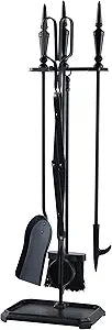 Lichamp Gothic Fireplace Tools Set, 5-Pieces Indoor Outdoor Sturdy Fire Place Poker Sets with Gothic Handle, FTS35BK