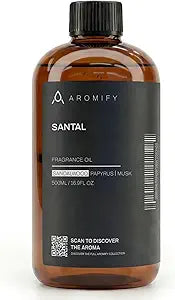 Santal Diffuser Oil, 16.9 FL Oz, 500 mL, Diffuser Fragrance Oil for Home, Bathroom & Office, Aromatherapy Blend of Natural Essential Oil, Sandalwood & Musk Scent.