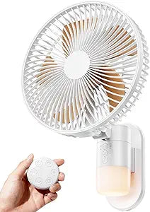 10Γ Small Wall Mount Fan with Light and Remote Control, RV FAN with Powerful Airflow,90┬░ Oscillating, 4 Speeds, Timer, 180┬░ Adjustable Tilt, for Home/RV, Bedroom, Small Space Applications
