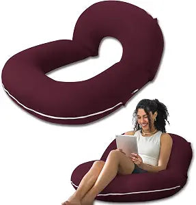 INSEN Reading Pillow, Back Pillow for Sitting in Bed for Reading, Nurse & Relax, Reading Pillow for Adults, Moms & Kids, Sit Up Pillow for Bed (Dark Purple)
