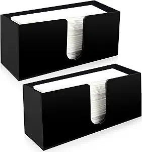 Paper Towel Holder for Countertop, Black Acrylic Napkin Dispenser Fits Multifold, C-Fold & Z-Fold Trifold Towels, Durable 5mm Thick for Bathroom, Kitchen, Restaurant & Toilet(2pcs)