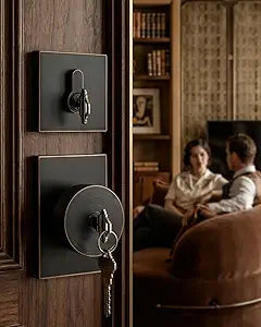 Haidms Oil Rubbed Bronze Door Knob with Deadbolt, Zinc Alloy Bronze Keyed Alike Exterior Door Lock Set, Heavy Duty Front Door Knob and Deadbolt Set with Lock and Key, Reversible (1 Pack)