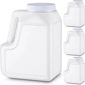 Suzile 4 Pcs 1.25 Gallon White HDPE Plastic Gallon Jar with Handle and Airtight Lid Square Empty Storage Containers and Jugs Wide Mouth Jugs for Home Restaurant Residential Commercial Use