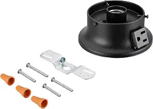 Aspen Creative 22103-01-1, Flush Mount Ceiling Fixture Shade Holder Kit with Outlet in Matte Black Finish 3-5/8" Fitter, 4-3/4" Diameter x 2" Height