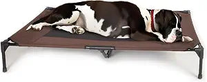 K&H Outdoor Elevated Dog Bed - Cooling Raised Dog Bed for Extra-Large & Giant Pets, Breathable Mesh Center Hammock Design, Indoor/Outdoor Washable Cover, Portable Metal Frame, Chocolate, Jumbo 56x38