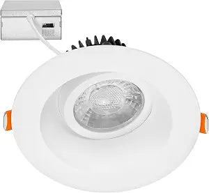 Maxxima 4" Anti-Glare LED Gimbal Downlight, 1100 Lumens, 5 CCT, White Trim