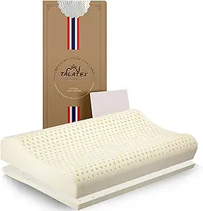 TALATEX 100% Natural Premium Latex Pillow, Adjustable Orthordic Ergonomic Pillow Helps Relieve Pressure, Neck and Shoulder Pain (Medium, Standard)
