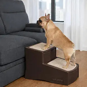 Pet Gear Easy Step II Pet Stairs, Coffee Bean, 2 Step | For Cats/Dogs up to 75 Pounds, Portable, Removable Washable Carpet Tread, No Tools Required