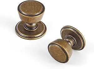 Goo-Ki 6 Pack Cabinet Knobs Antique Brass Drawer Knobs with Spacer - Vintage Brass Single Screw Bar Cabinet Pulls Dresser Handles Zinc Alloy Kitchen Hardware with Backplate