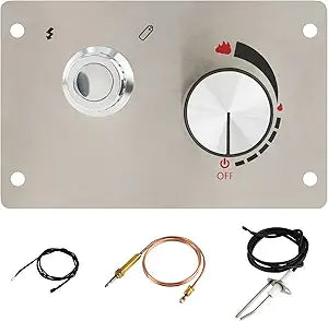 Fire Pit Gas Burner Spark Ignition Kit Indoor Outdoor Flame Control Valve, Gas Control Kit Push Button Ignition Upgrade Rotary Button Control Valve Integrated Stainless Steel Control Panel
