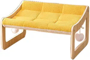 Wooden Frame Cat Bed with Toy Balls,Suitable for Kittens and Puppies (Cotton)
