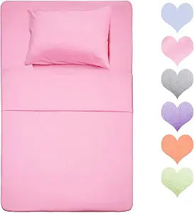 Best Season 400 Thread Count Cotton Twin Size Sheet Set (Pink Color) 3 Piece Sheets Set, Soft Cotton Bed Sheets Sets with Deep Pocket fit Up to 16 inch