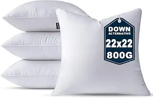 22 x 22 Pillow Inserts Set of 4 Down Alternative Throw Pillow Inserts Large Fluffy Decorative Pillow White Square Pillows Stuffing for Living Room Couch Bed Sofa Interior Cushions