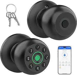 Fingerprint Door Knob, Smart Door Knob, Biometric Door Knob with Code, App Control, Auto Lock, Fingerprint Door Lock,Thumb Print Door Knobs for Bedroom, Office, Apartment