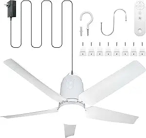 SHUNLEE 31.5" Gazebo Fans Outdoor Hanging, Canopy Fan with Light 3000-6500K, Portable Plug in Ceiling Fan with Remote, Hook, Great for Gazebo, Canopy, Pop up Tent, Patio (31.5")