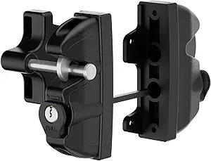 Key Lockable Double Sided Gate Latch for Wooden Fence, Gravity 2 Way Gate Latch Vinyl Fence Gate Lock, Two-Sided Keyed Lock Outdoor Gate Latch for Metal Gates, Vinyl Fence, Wood, Black