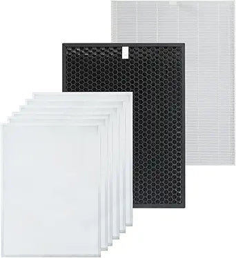 PUREBURG Replacement Filter Set Compatible with Winix HR900 Ultimate Pet Air Purifier, H13 True HEPA, Activated Carbon and 6 Pet Hair Pre Filters, 8 Piece Pack