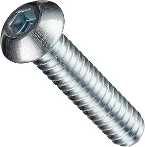 Socket Button Head Cap Screw, 10-24 x 1", Alloy Steel, Zinc, Hex Socket (Quantity: 100) Coarse Thread, #10 Hexagonal Allen Bolt, Length: 1 inch, Full Thread