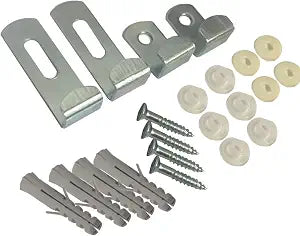 Merriway BH02269 Adjustable Mirror Mounting Kit with Fixings Heavy Duty Metal Mirror Hanging Brackets with Screws, Wall Plugs & Cushions
