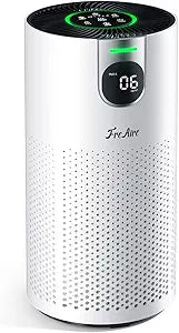 FreAire Air Purifiers for Home Large Room Covers up to 1800Ft┬▓, VisionAir 20dB Sleep Mode for Bedroom, with Real-Time AQI & PM2.5 Display,360┬░Intake&Outlet Air Cleaner Pet-Friendly HEPA,HAP606,White
