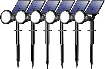 WELALO Solar Spot Lights Outdoor Waterproof IP65, 6 Pack 4 Lighting Modes Solar Powered Landscape Spotlights with Auto On/Off, Solar Garden Christmas Yard Pathway Wall Lights for Outside, Cool White