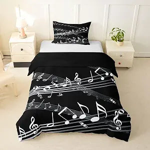 Feelyou Musical Note Bedding Set Queen Size 3Pcs for Kids Adult