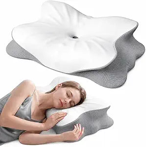 Cooling Cervical Neck Pillow for Pain Relief, Ergonomic Mellow Sleep Pillow for Neck Support | Adjustable | Memory Foam | Odorless Orthopedic Bed Pillow for Side Back Stomach Sleepers - Gift for Mom