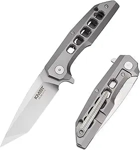 Silver Samurai Folding Pocket Knife 3.5" D2 Tool Steel Blade Titanium Alloy Handle EDC Tactical Folding Knife Ideal for Men and Women Perfect for Hiking Camping and Outdoor Survival