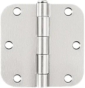 Probrico Interior Door Hinges Brushed Nickel, 3.5 X 3.5 Inch Door Hinges Rounded 5/8" Radius Corners, Nickel Hinges for Door Hardware, 24 Pack