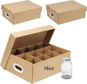 3 Pcs 16 oz Cardboard Mason Jar Storage Boxes 16.8 x 12.4 x 6 Inch