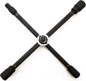 RockTrix 14" 4-Way Adjustable Sliding Cross Lug Wrench for Tire Changing Bolt Nut Removal, Fits SAE Metric Lug Sizes 17mm 11/16" 19mm 3/4" 21mm 13/16" Black, Collapses for Compact Storage