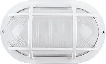 YoonLIT 10.6 Inch Outdoor Oval LED Bulkhead Light Fixture, Wall or Ceiling Flush Mount Waterproof, for Porch, Basement, Hallway, Balcony, 14.5W 1200 Lumens 3000K, White Finish, 1-Pack