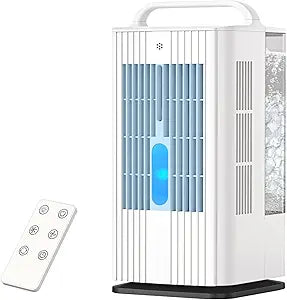 4-in-1 Portable Air Conditioners: 1700ml Tank Mini Air Conditioner with 120┬░ Oscillating 16.5ft Remote - Evaporative Air Cooler with 3 Speed & 7 Lights 1-7H Timer - Portable AC Unit for Bedroom