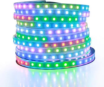 ALITOVE 32.8ft Addressable RGB LED Strip Light WS2811 Dream Color Digital Programmable Flexible LED Pixel Light 24V 10m 600 LEDs 5050 SMD Waterproof IP67 Black PCB for Raspberry Pi DIY Project