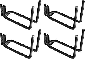 E-Track Tool Holder Organizer 4 Pack, E Track Shovel Hanger Heavy Duty, E-Track Double J Hook, E-Track Accessories for E-Trail Rail Tie Down System Black