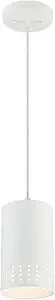 Westinghouse 6356700 Contemporary One-Light Adjustable Perforated Cylindrical Metal Shade, White Finish Mini Pendant