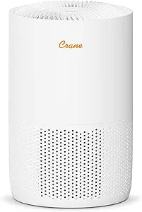 Crane True HEPA Air Purifiers for Home, Up To 300 Sq Ft, Air Purifiers For Bedroom, and Office, Removes Dust, Smoke, Pet Dander, and Allergens, Purifier HEPA with Sleep Timer, Child Lock, Filter Alert