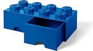 Room Copenhagen LEGO Brick Drawer, 8 Knobs, 2 Drawers, Stackable Storage Box, Bright Blue (40061731)