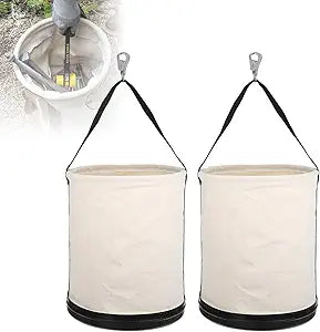 CNQLIS Utility Canvas Tool Bucket, 2Pack 11.6" x 15" All Purpose Canvas Bucket Bag with Plastic Bottom Metal Hook, for Store Work Accessory, Load Rated Up to 150 Pounds