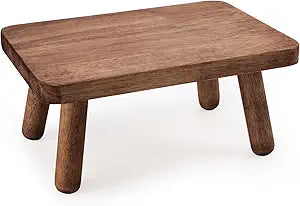 Wooden Step Stool for Adults Office's Step Stool Heavry Duty Stepping Stools for Office, Bedroom, Garden, Bathroom with Four Detachable and Assembled Legs Chocolate Brown (Classic 6.3" inch)