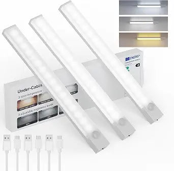 8-in Under Cabinet Lighting Rechargeable,Wireless Motion Sensor 3Pack