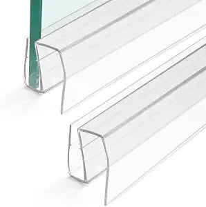 Shower Door, Bathroom Shower Glass Door Bottom Seal Strips, Length 36 Inch 2PCS Transparent PVC Door Bottom Seall Strips for 1/4" (6MM) Thick Framless Glass Panel