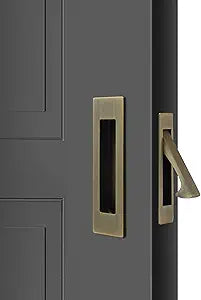 Dontay Sliding Pocket Door Handles, 304 Stainless Steel Non Locking Pocket Door Hardware, Recessed Flush Finger Pulls, Heavy Duty Edge Pull (2 Set, Antique Brass, 4.72 Inch)