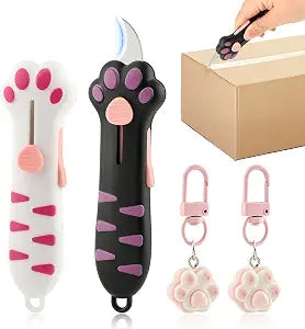 2 Pcs Cat Paw Box Cutter, Retractable & Portable Knife